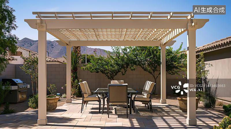 【AI数字艺术】中式别墅庭院图片素材