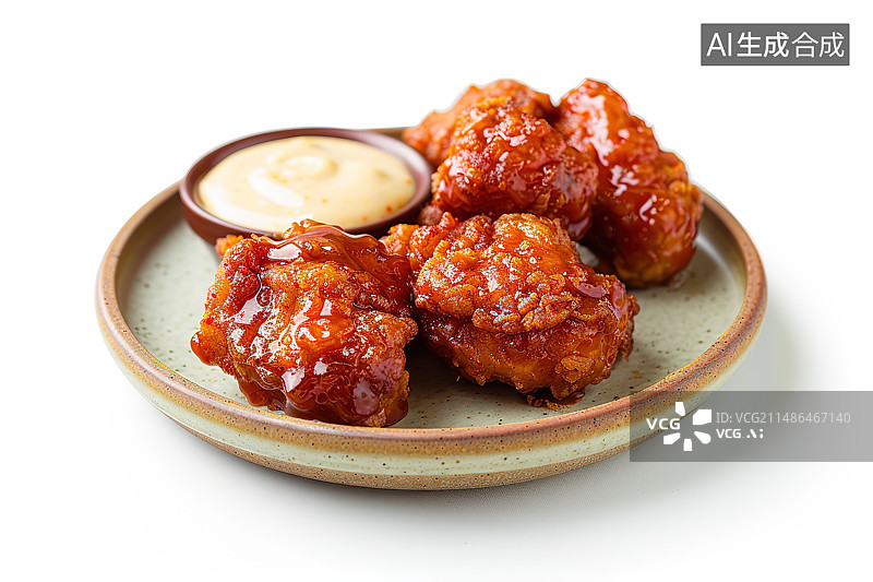 【AI数字艺术】白色背景下碗中肉的高角度视图图片素材