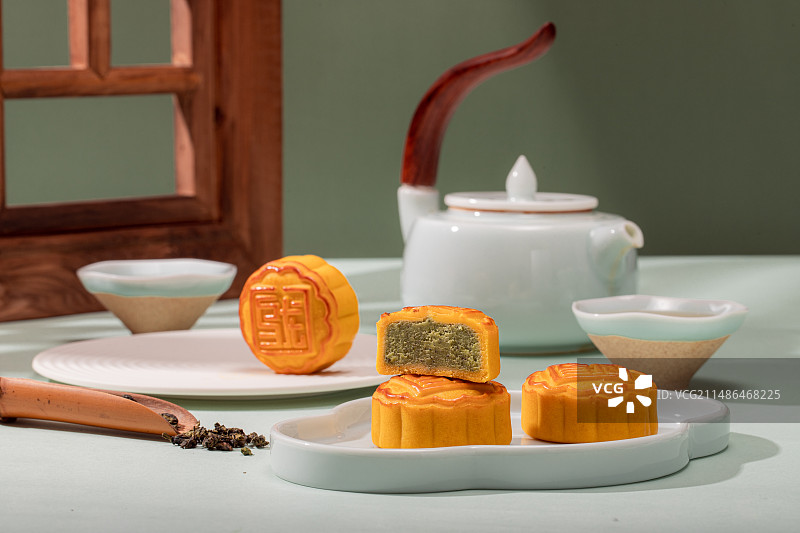 中秋月饼 茶月饼图片素材