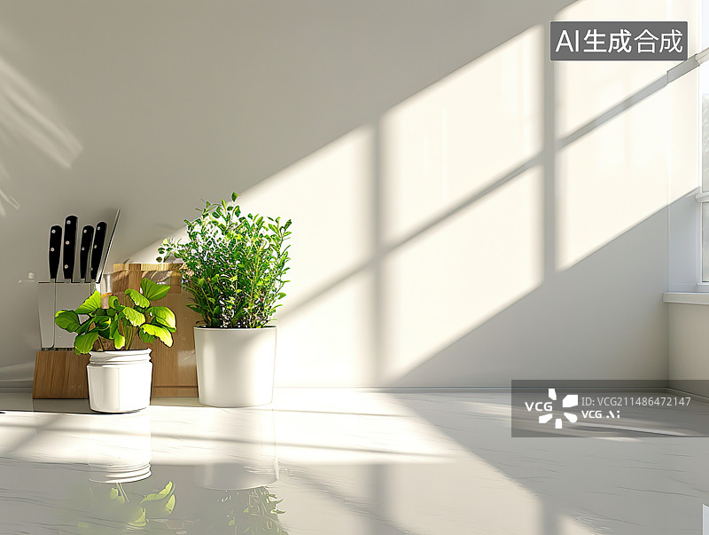 【AI数字艺术】家里靠墙盆栽植物特写图片素材