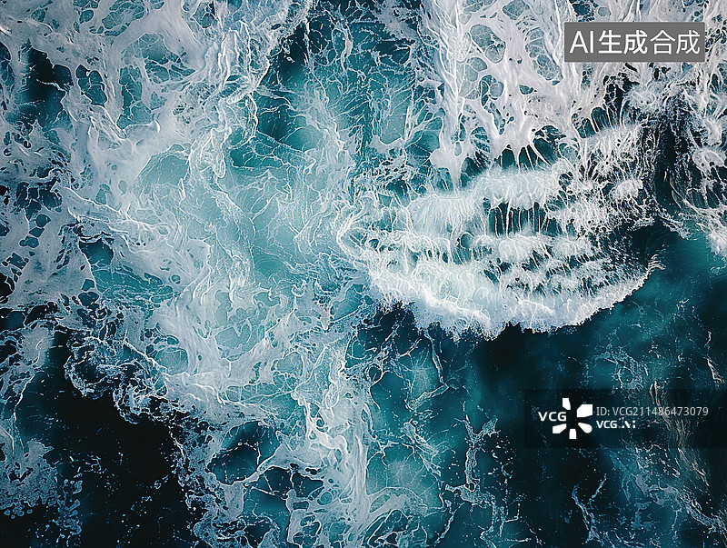 【AI数字艺术】海上波浪的高角度观察图片素材