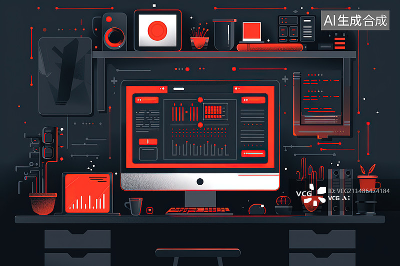 【AI数字艺术】计算机设备中网络连接的特写镜头图片素材