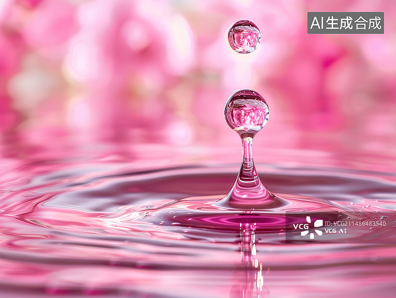 【AI数字艺术】水滴在水中飞溅的特写镜头图片素材