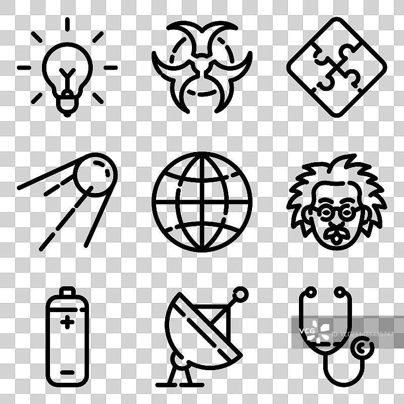 白色背景上的科学扁平图标集图片素材