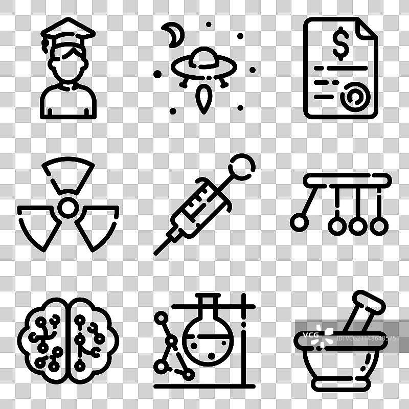 白色背景上的科学扁平图标集图片素材