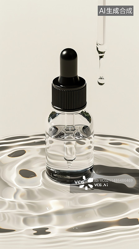 【AI数字艺术】白色背景下瓶子里的水的特写镜头图片素材