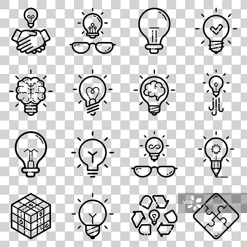 白色背景上的扁平风格创意图标集图片素材