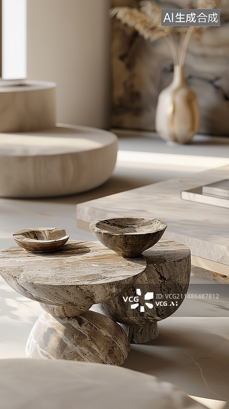 【AI数字艺术】家里桌子上的石头特写镜头图片素材