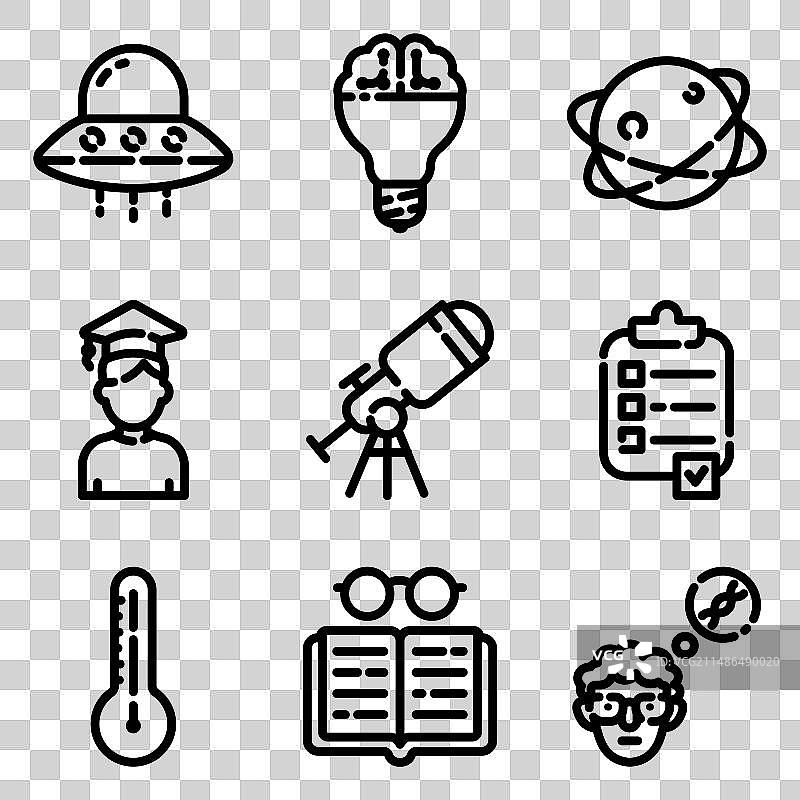 白色背景上的科学扁平图标集图片素材