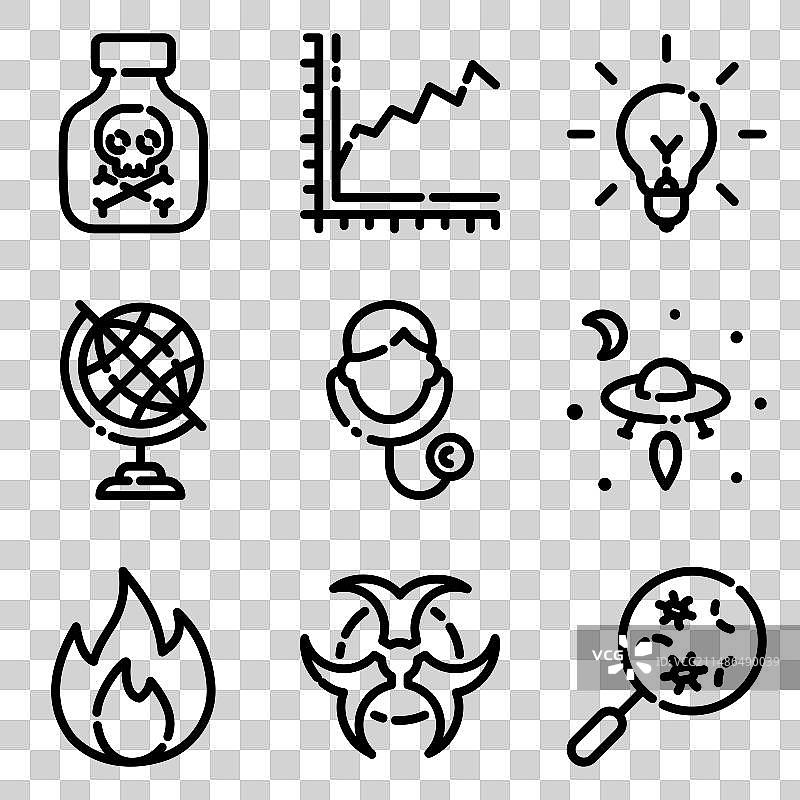 白色背景上的科学扁平图标集图片素材