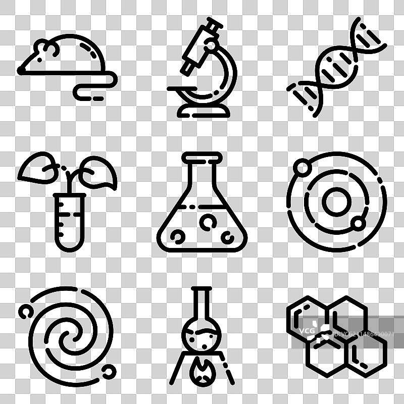 白色背景上的科学扁平图标集图片素材