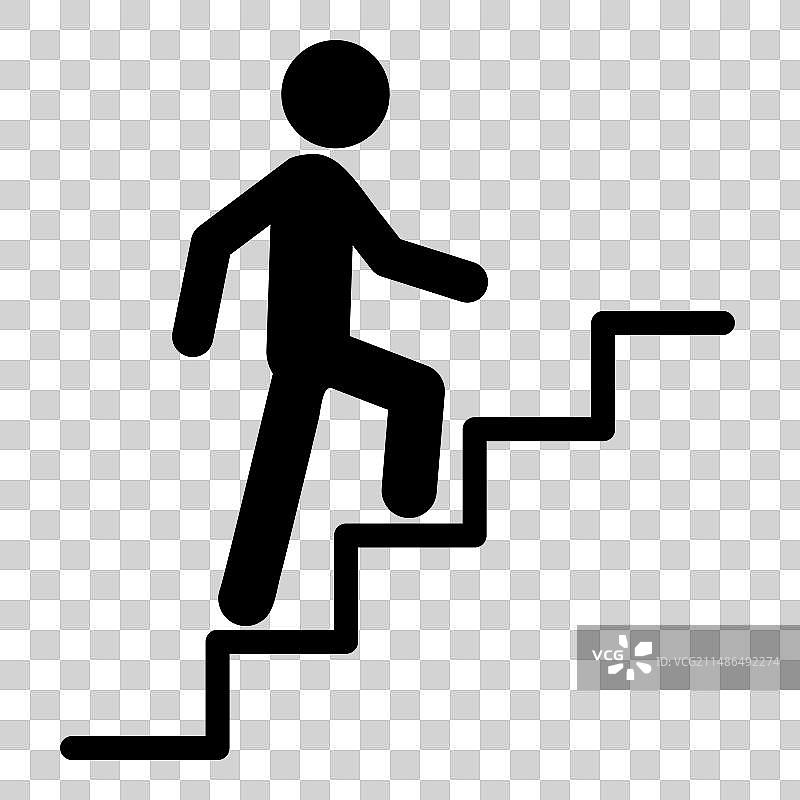 白色背景上的爬楼梯标志扁平图标图片素材