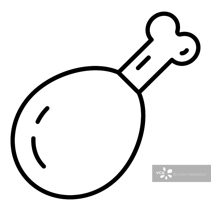白色背景上的鸡腿扁平图标图片素材