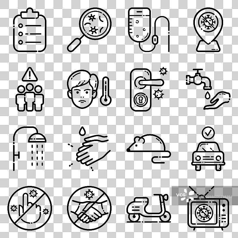 白色背景上的病毒扁平图标集图片素材