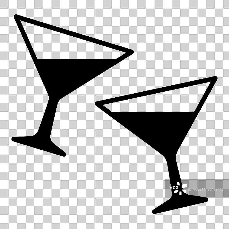 白色背景上的扁平风格葡萄酒杯图标图片素材