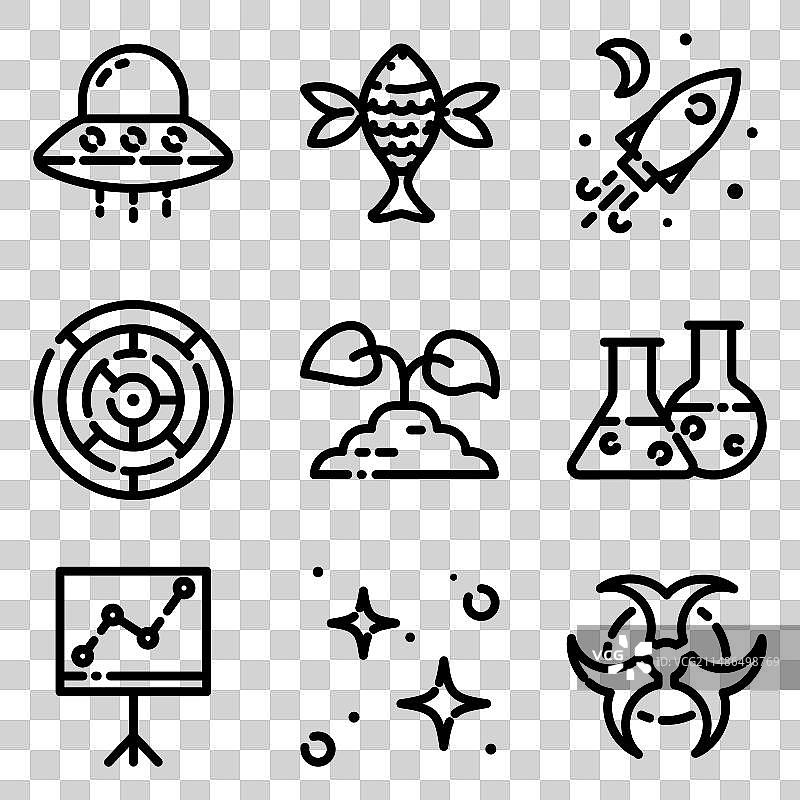 白色背景上的科学扁平图标集图片素材