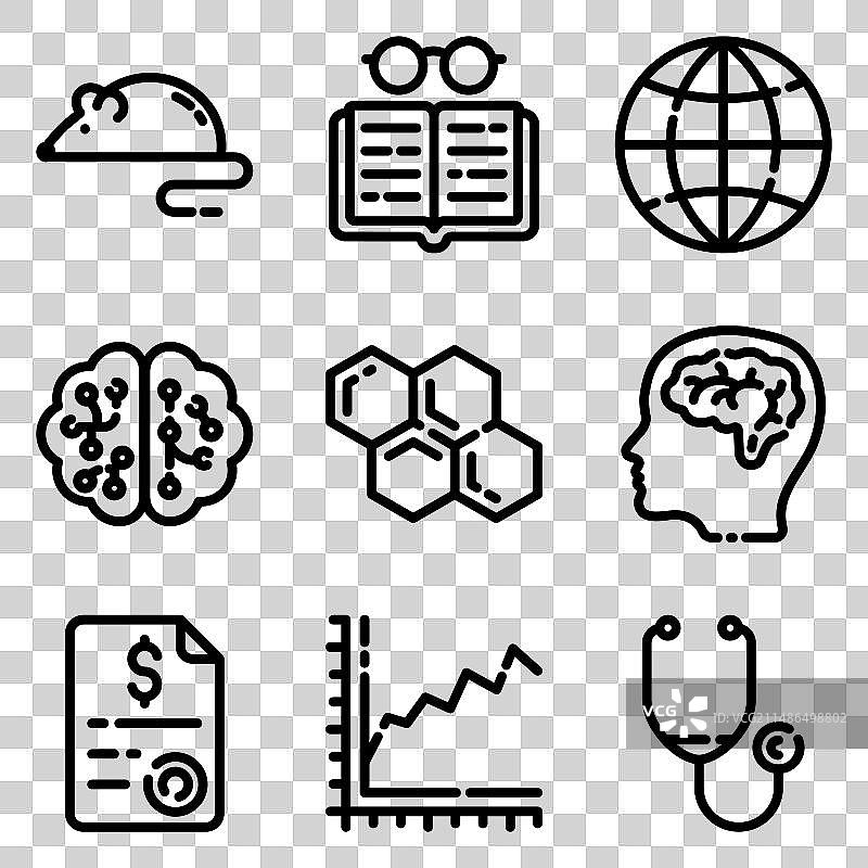 白色背景上的科学扁平图标集图片素材