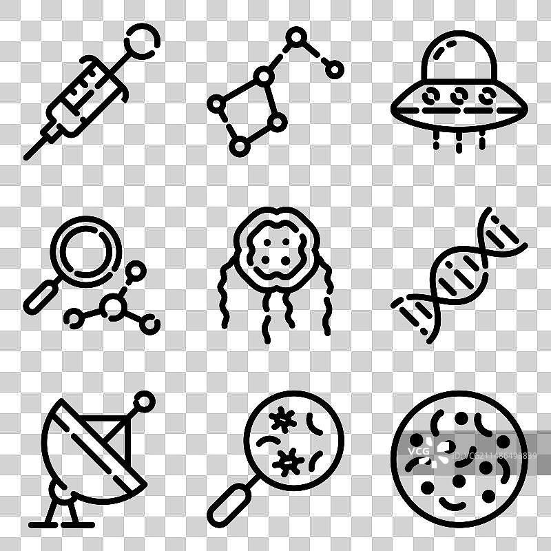 白色背景上的科学扁平图标集图片素材