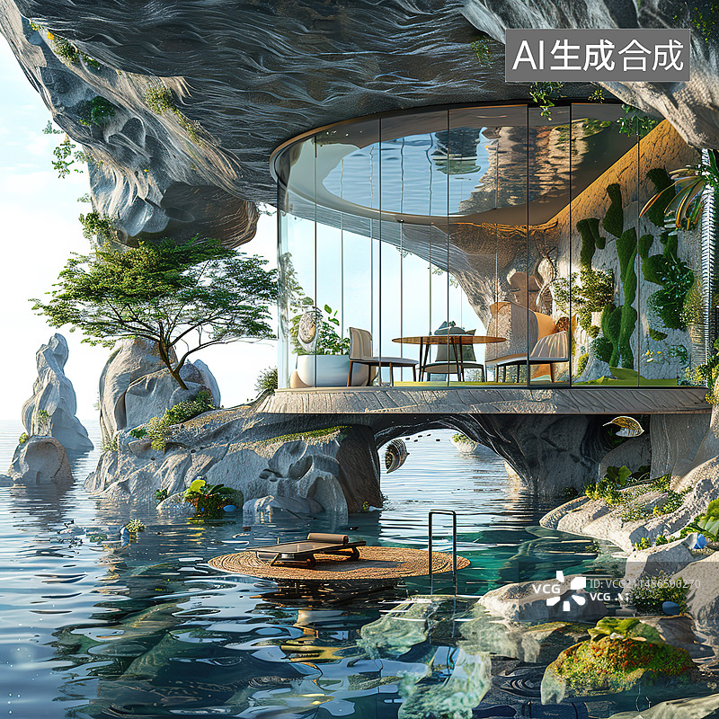 【AI数字艺术】豪华酒店的泳池图片素材