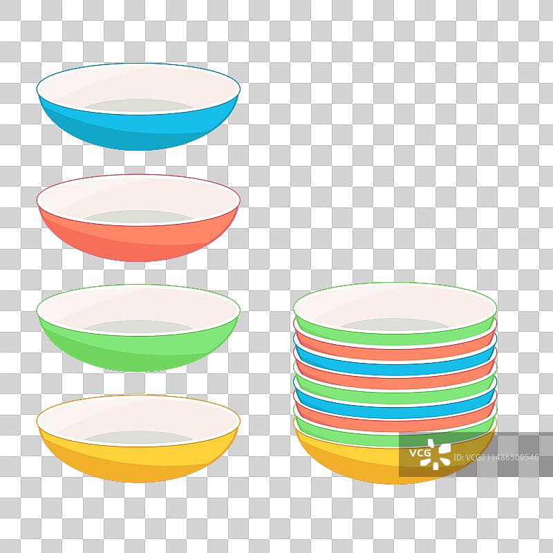 堆叠的彩色盘子图片素材