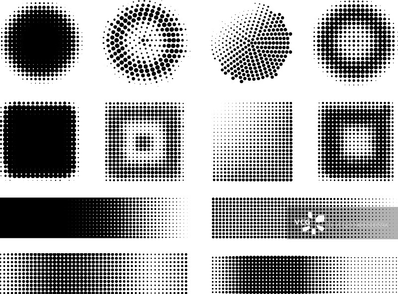 单色半色调效果设计元素合集图片素材