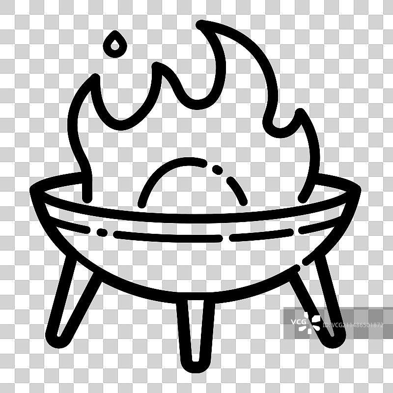 白色背景上的烧烤火坑图标图片素材
