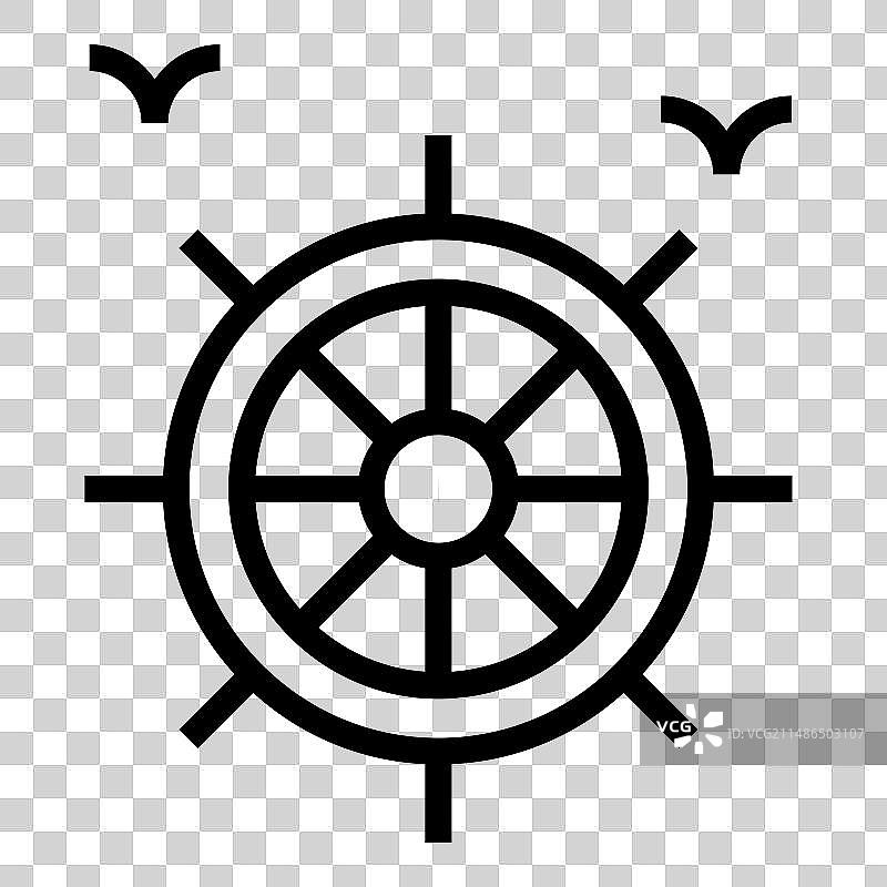 白色背景上的船舶方向盘扁平图标图片素材