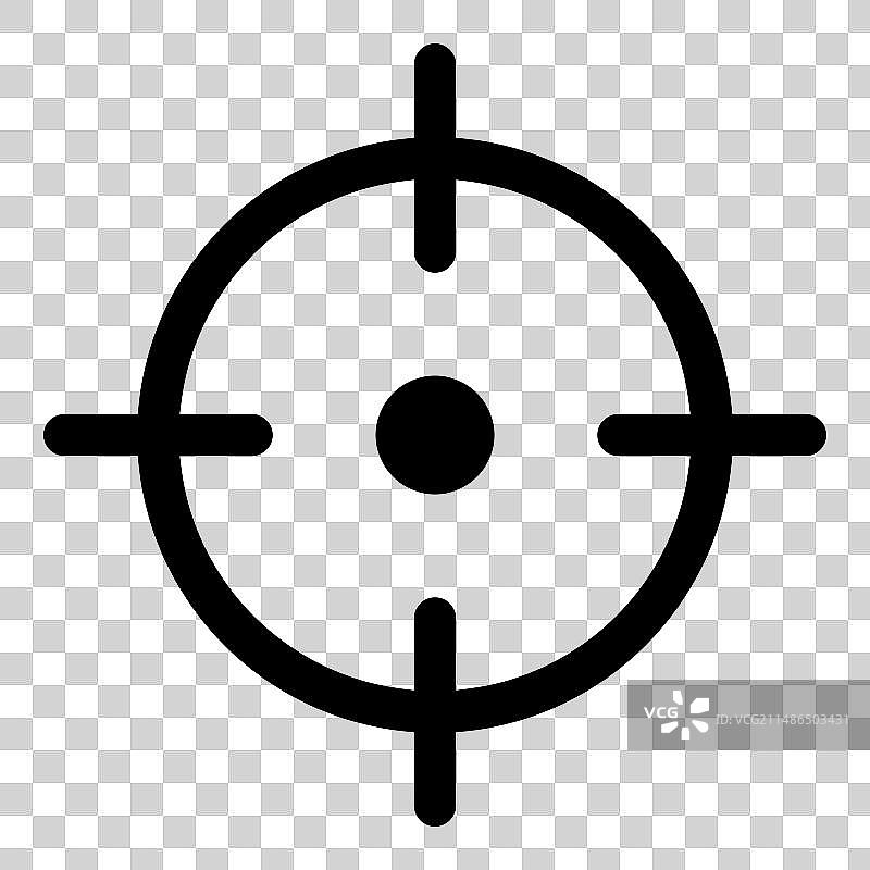 白色背景上的十字线瞄准武器扁平图标图片素材