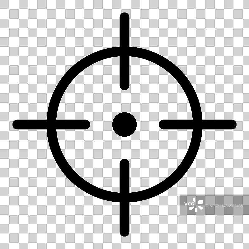 白色背景上的十字线瞄准武器扁平图标图片素材