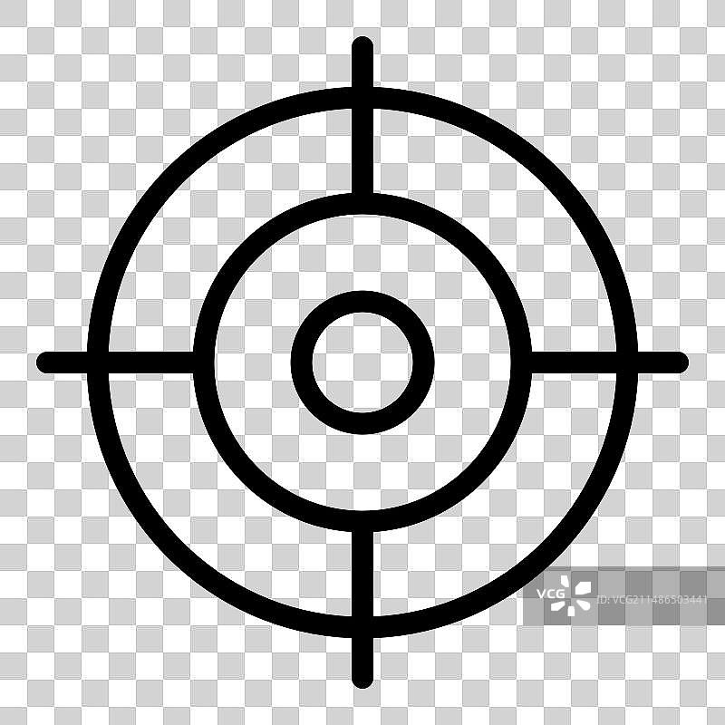 白色背景上的十字线瞄准武器扁平图标图片素材