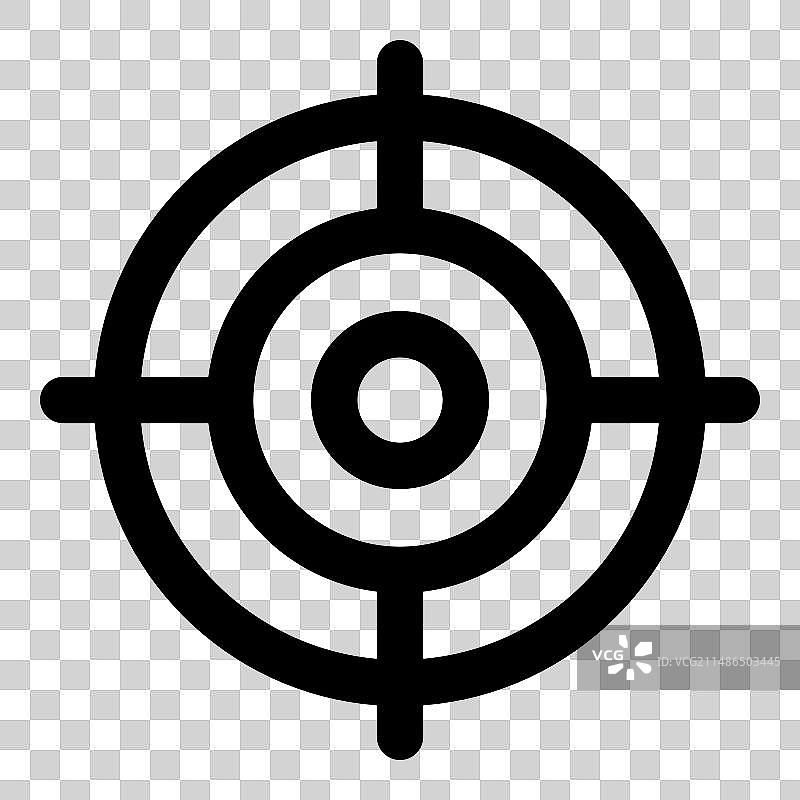 白色背景上的十字线瞄准武器扁平图标图片素材