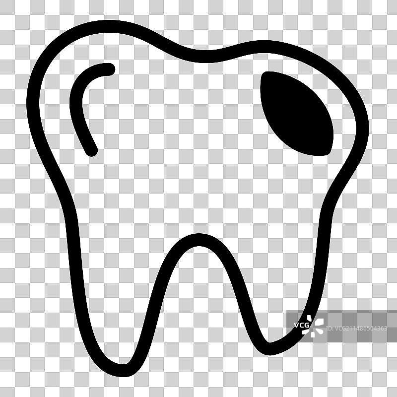 白色背景上的腐烂牙齿扁平图标图片素材