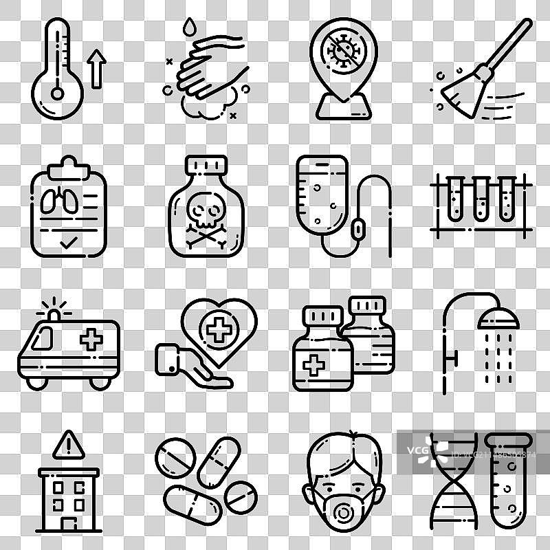 白色背景上的病毒扁平图标集图片素材