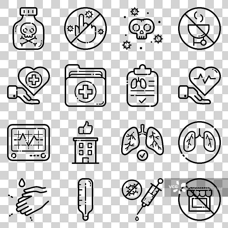 白色背景上的病毒扁平图标集图片素材