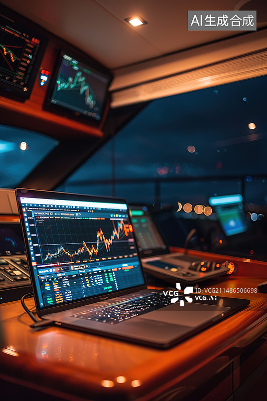 【AI数字艺术】笔记本电脑屏幕上的股市数据特写图片素材