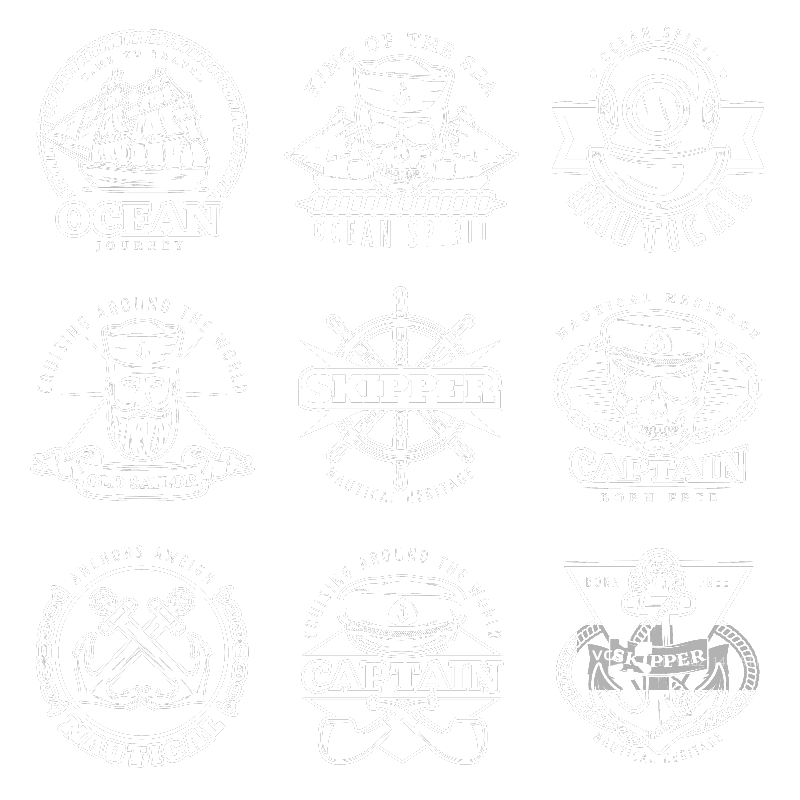 白色复古水手标志套装图片素材