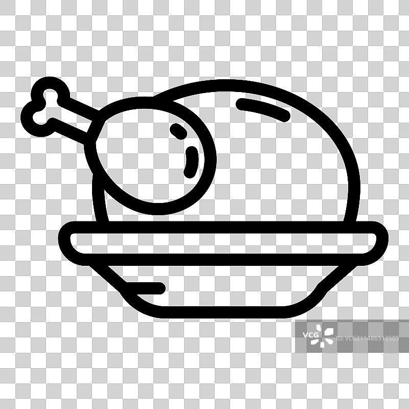 盘子里的土耳其肉扁平图标（白色背景）图片素材