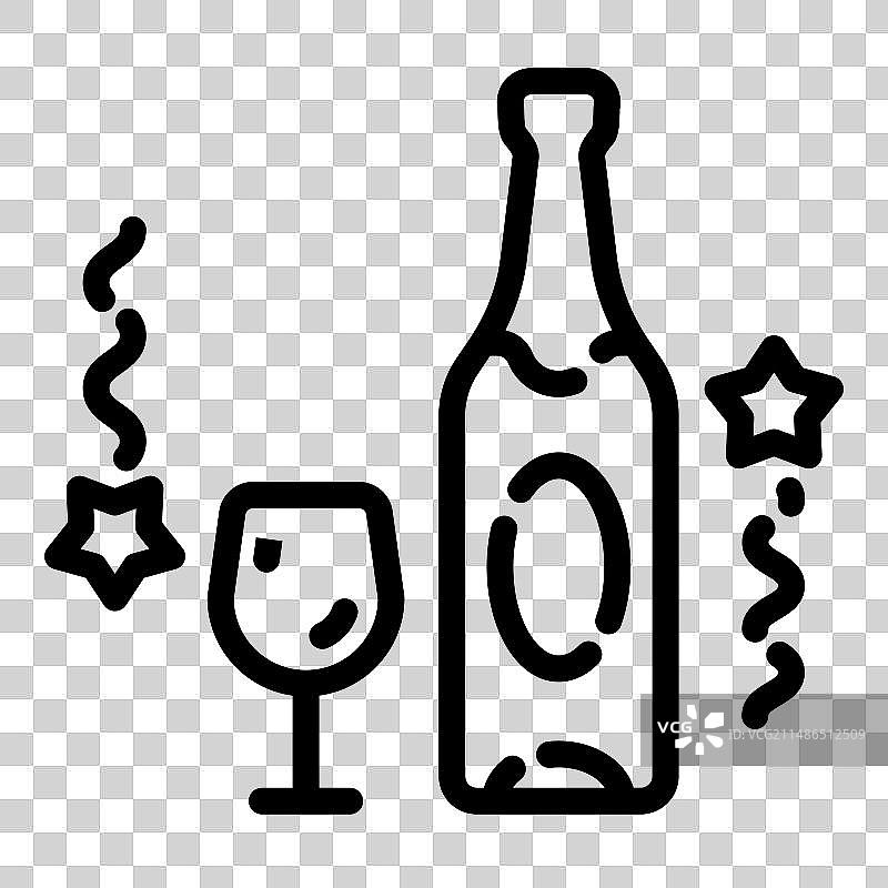 白色背景上的扁平风格香槟图标图片素材