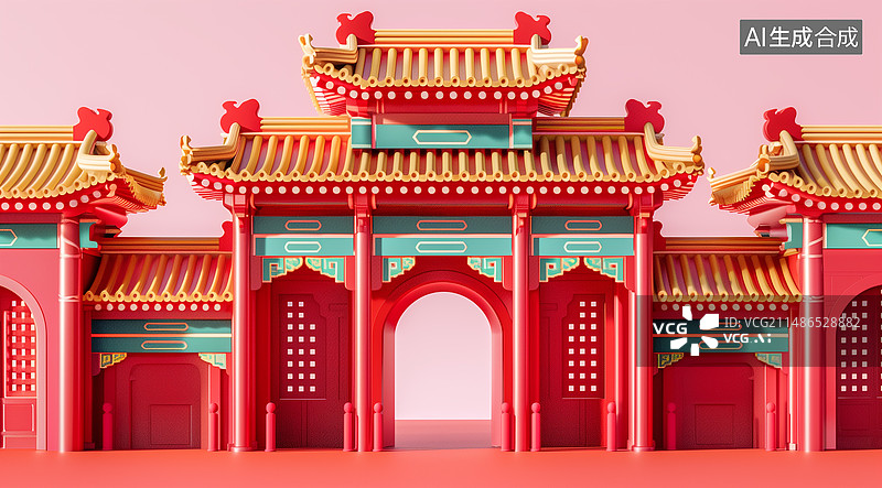 【AI数字艺术】中国风门楼牌坊  牌楼 龙门图片素材