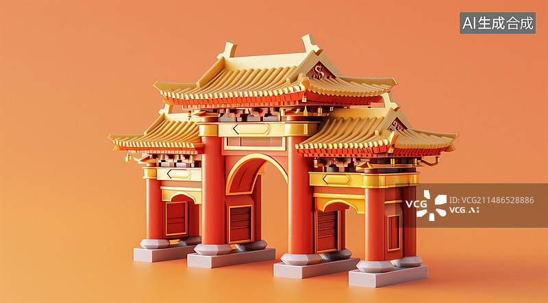 【AI数字艺术】中国风门楼牌坊  牌楼 龙门图片素材