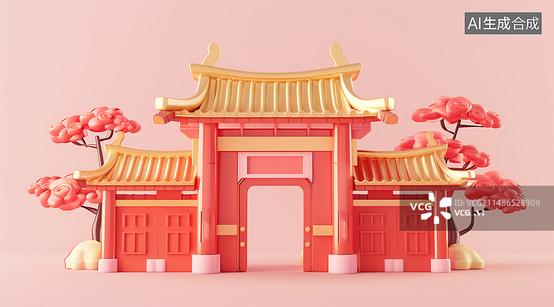 【AI数字艺术】中国风门楼牌坊  牌楼 龙门图片素材