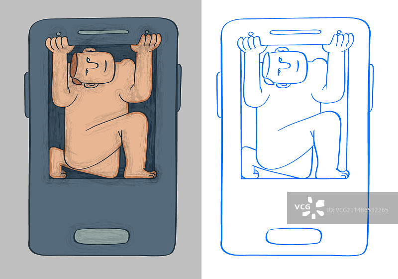 困在手机里图片素材