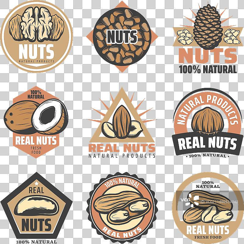 复古彩色有机食品徽章图片素材