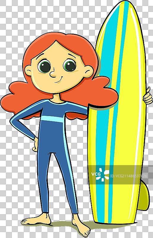 穿泳衣的冲浪板女孩图片素材
