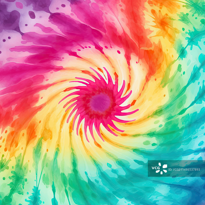 彩虹色抽象扎染漩涡图案图片素材