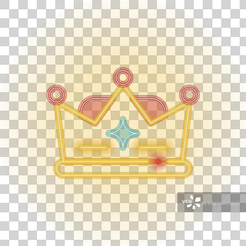 发光霓虹灯皇冠图标：彩色时尚图片素材