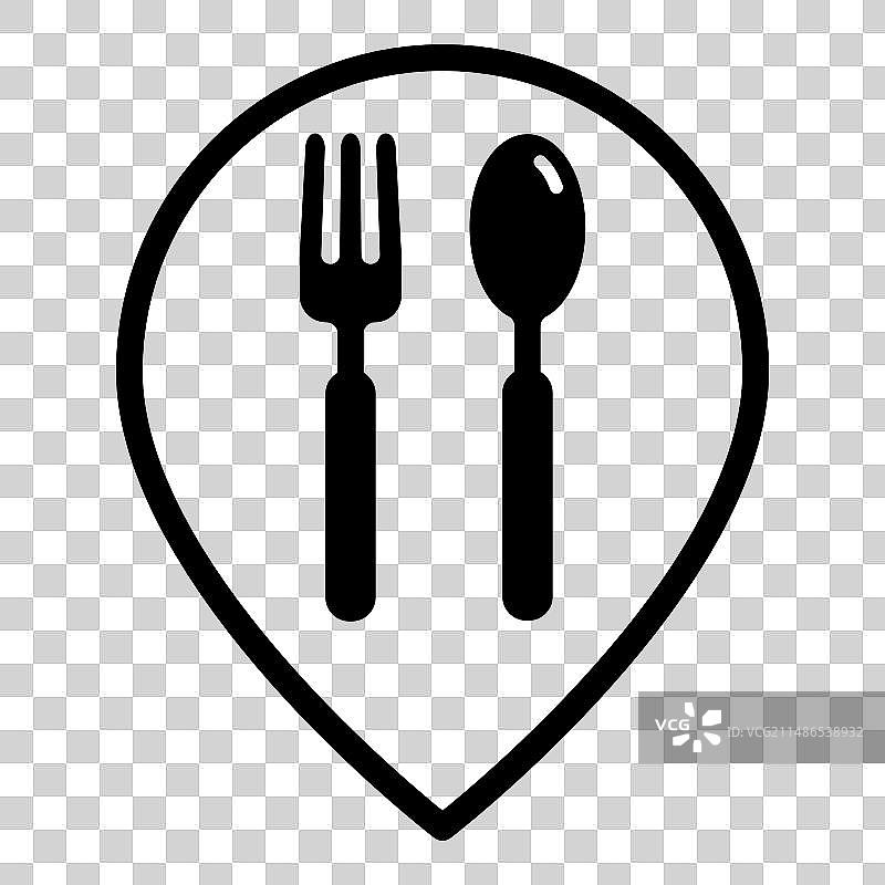 美食广场地图图钉扁平图标（白色背景）图片素材