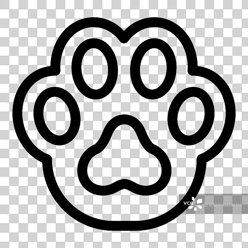 猫狗爪子脚印扁平图标，白色背景上孤立图片素材