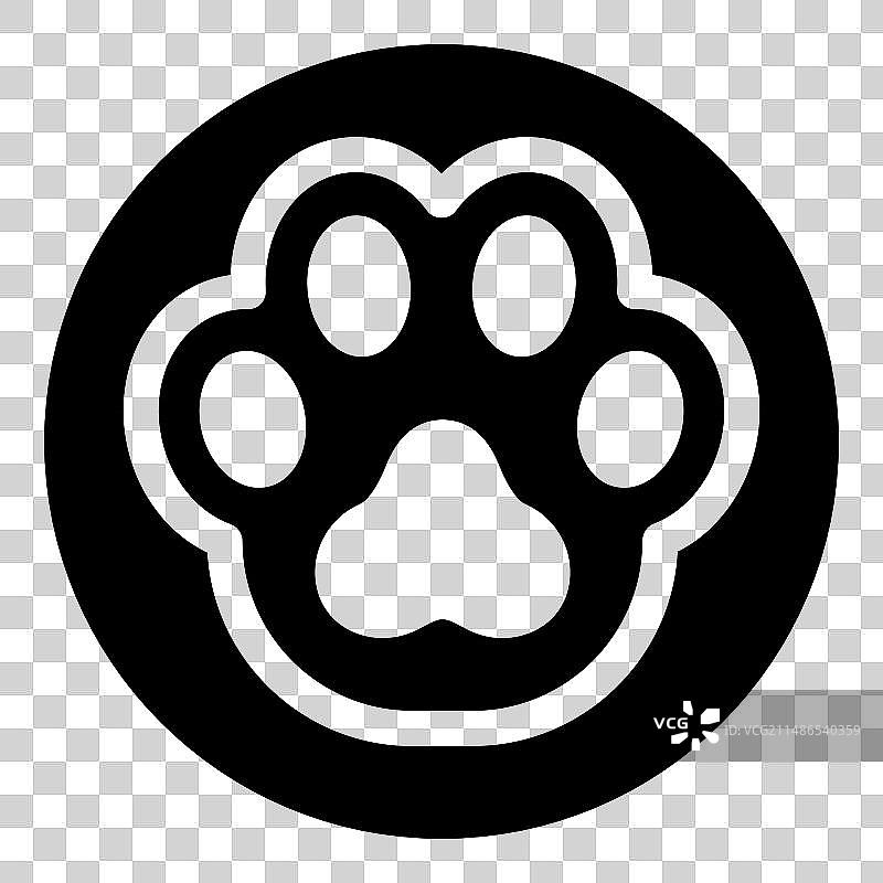 猫狗爪子脚印扁平图标，白色背景上孤立图片素材