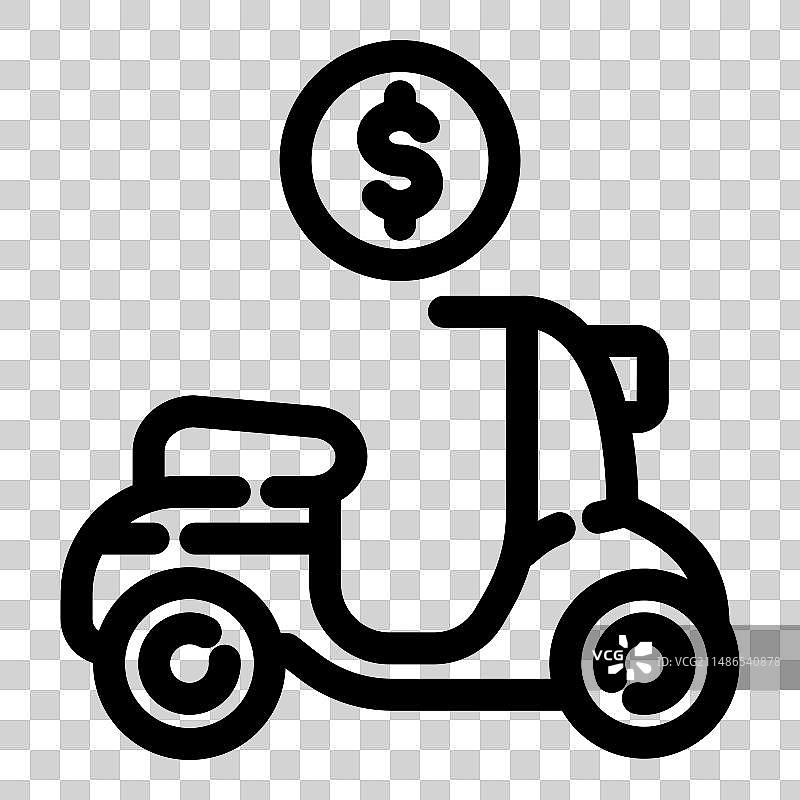 出租出售滑板车扁平图标，白色背景图片素材